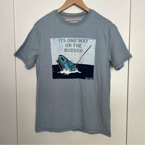 Fat Face T Shirt Mens Size Small Blue Short Sleeve Graphic Print Tee 100% Cotton